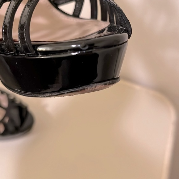 Prada Black Patent Leather Caged Platform Heels - Picture 13 of 16